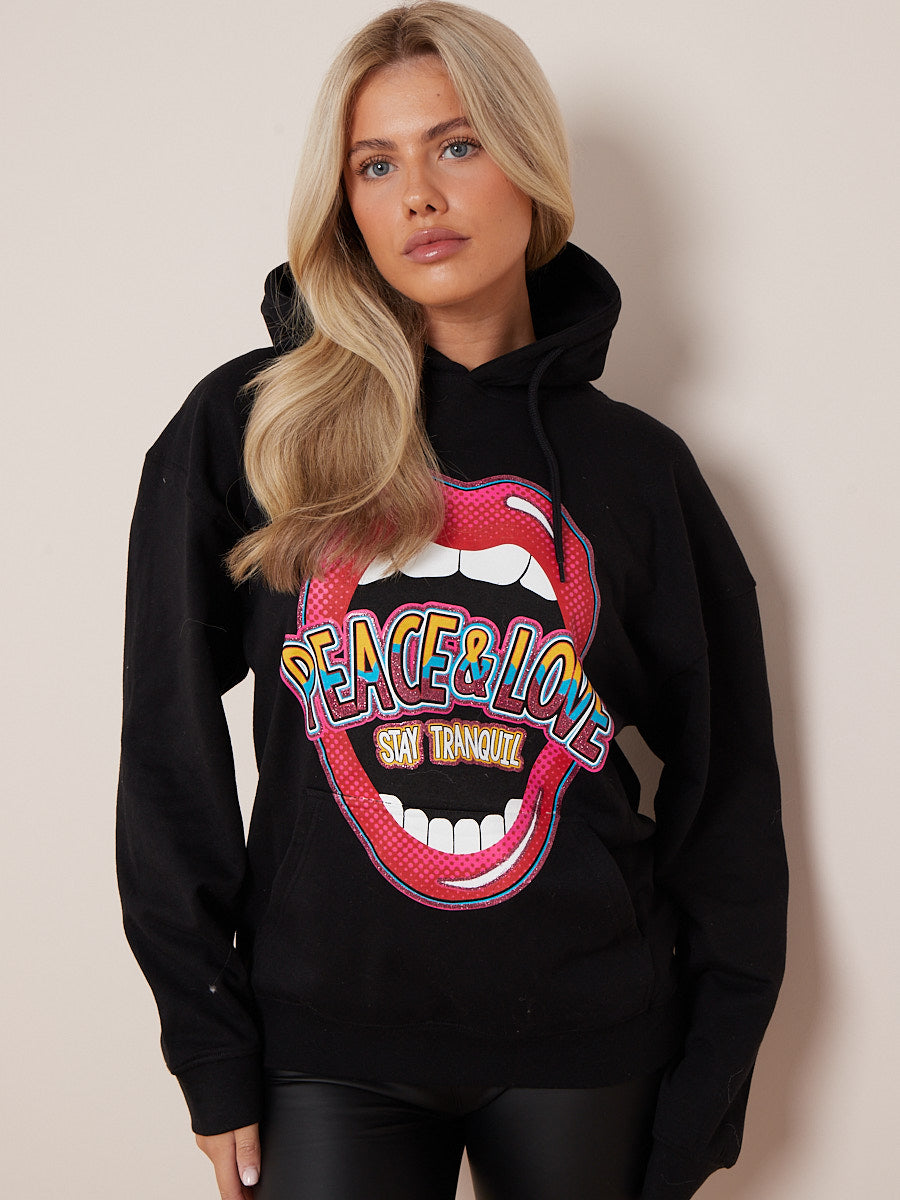 Stay Tranquil Graphic Print Hoodie