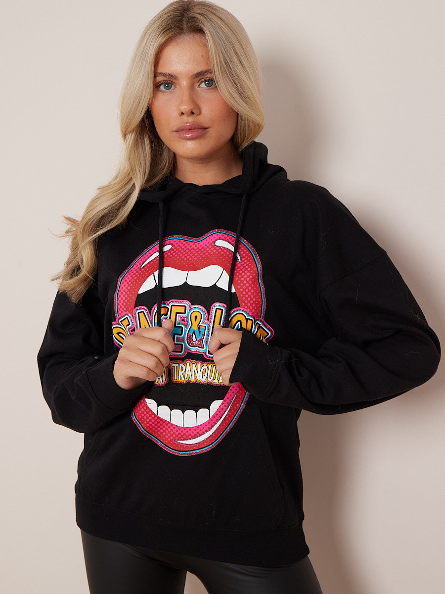 Stay Tranquil Graphic Print Hoodie