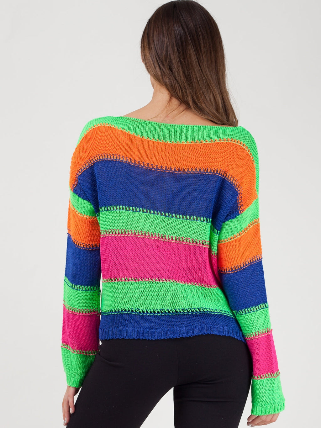 Stripe Long Sleeve Crochet Knitted Crop Top