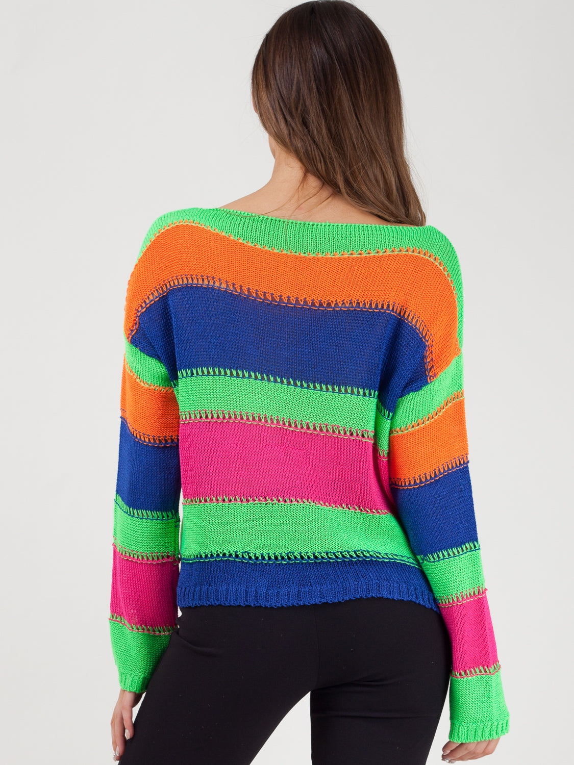Stripe Long Sleeve Crochet Knitted Crop Top