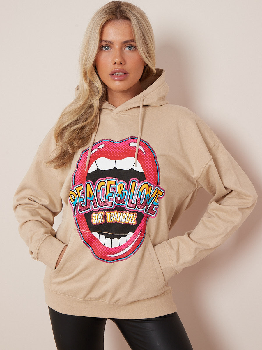 Stay Tranquil Graphic Print Hoodie