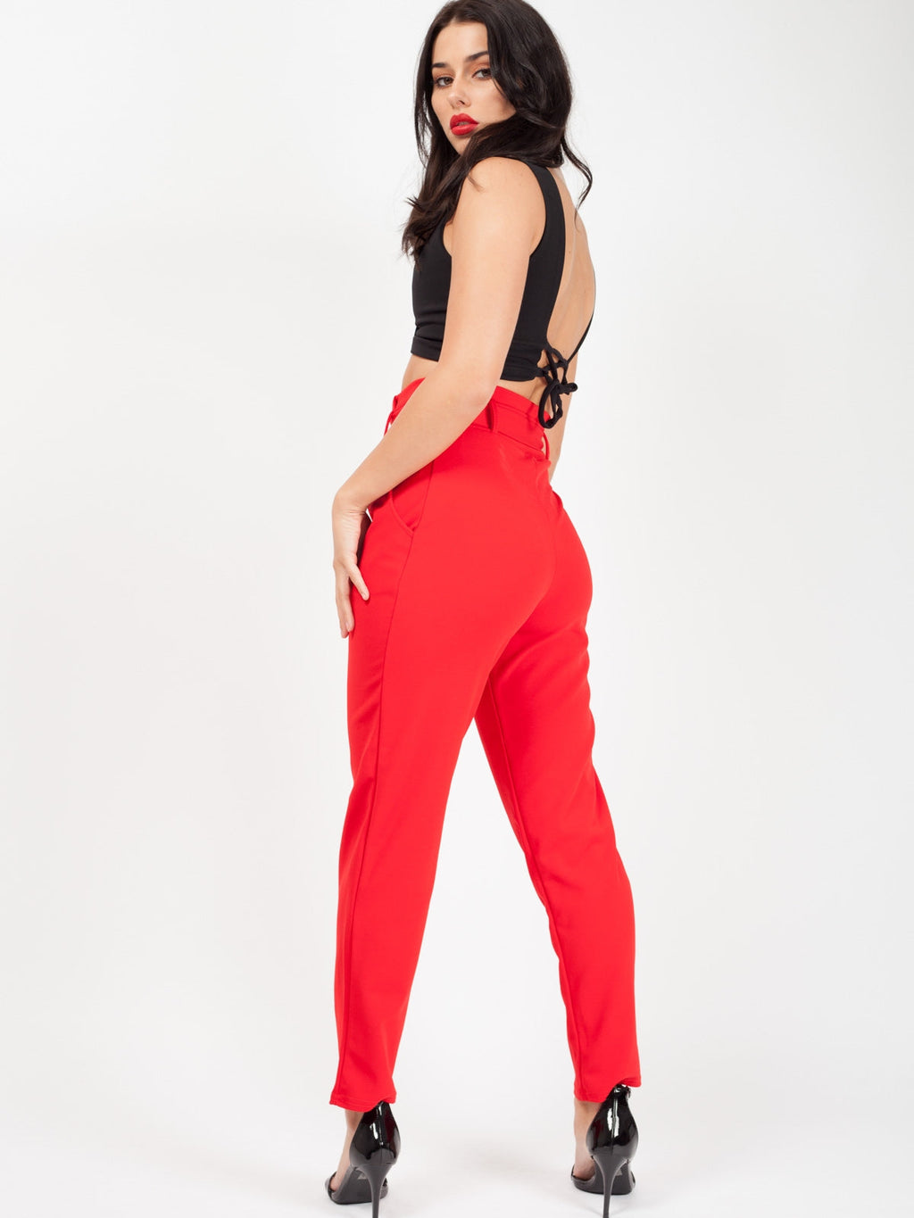 Trousers With Adjustable Buckle Belt