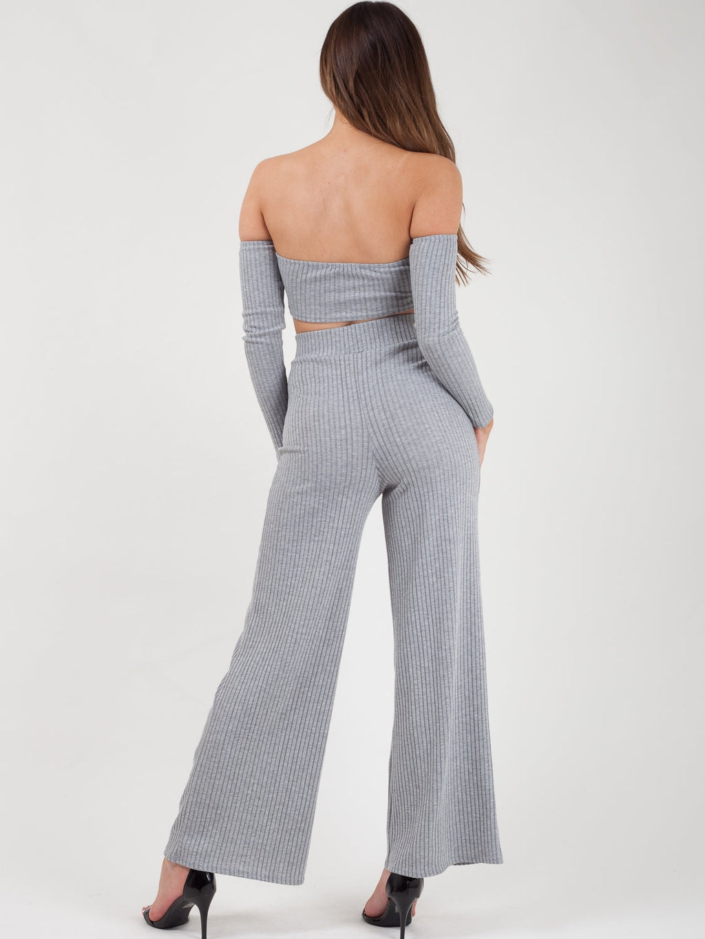 Ribbed Bandeau Crop Top & Trouser Co-ord