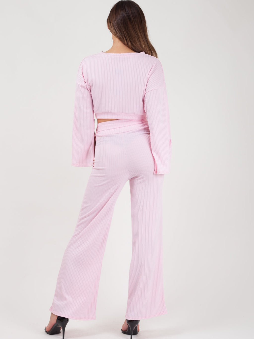 Split Sleeve Ribbed Crop Top & Trouser Co-ord
