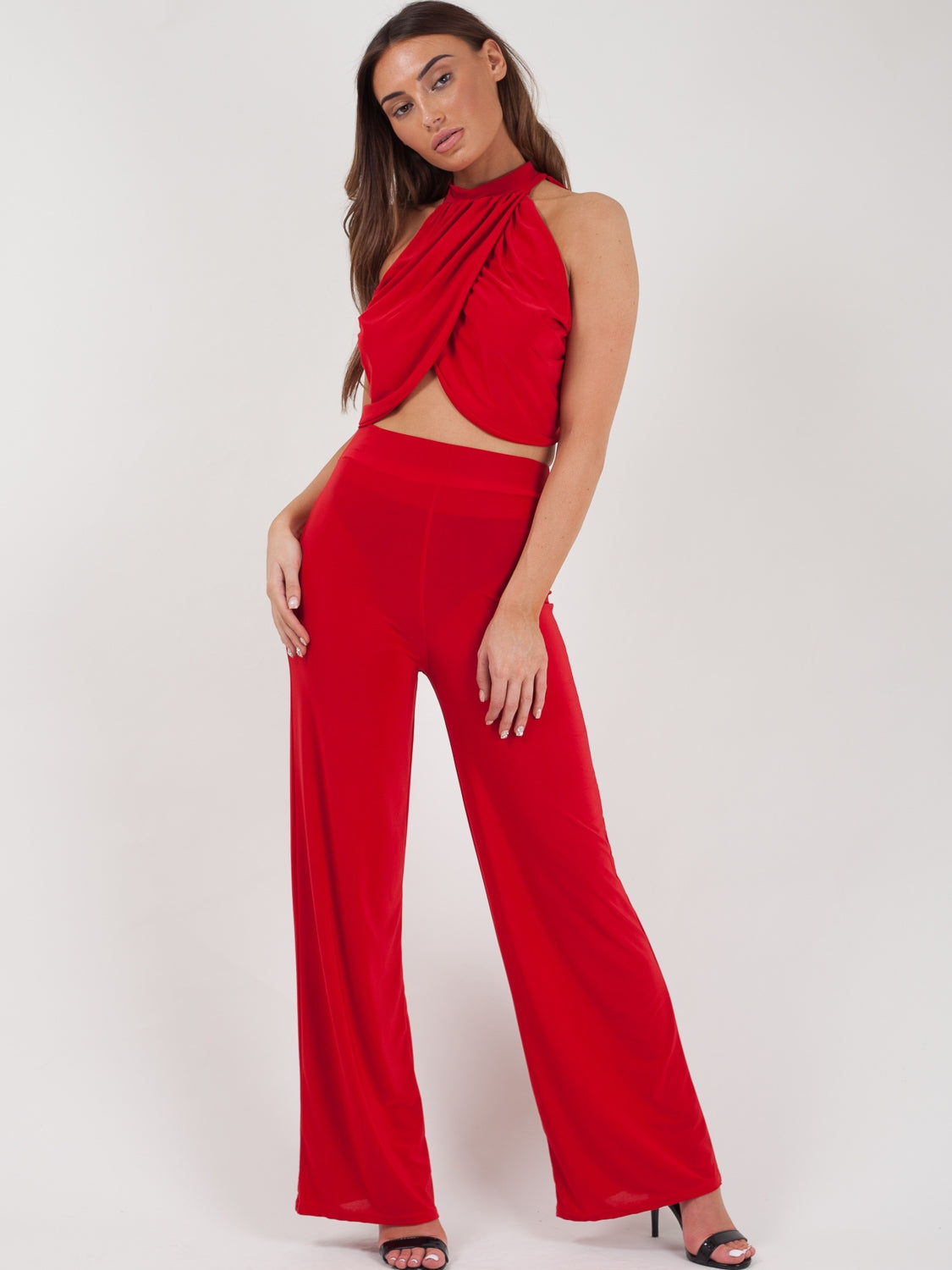 Slinky Wrap Crop Top & Trouser Co-ord