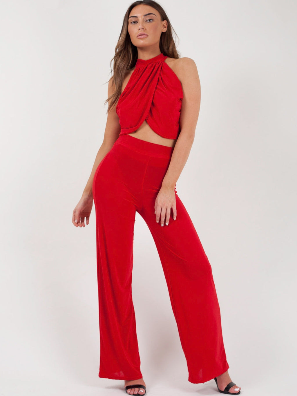Slinky Wrap Crop Top & Trouser Co-ord