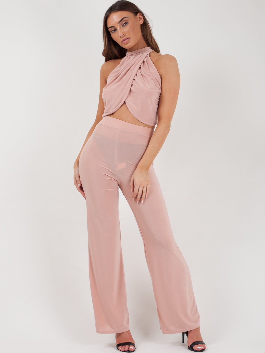 Slinky Wrap Crop Top & Trouser Co-ord