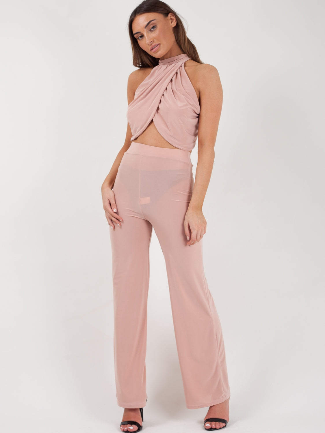 Slinky Wrap Crop Top & Trouser Co-ord