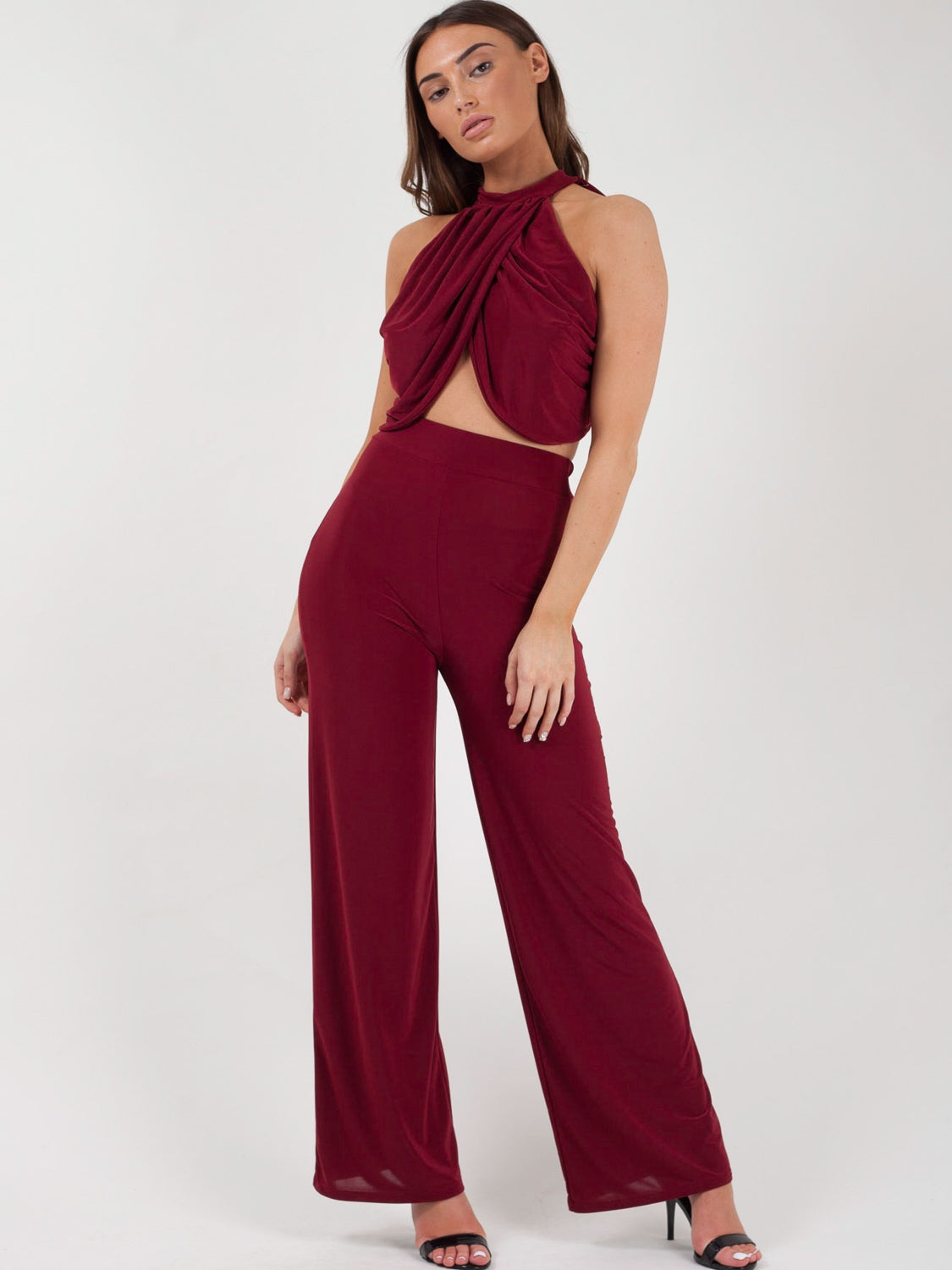 Slinky Wrap Crop Top & Trouser Co-ord