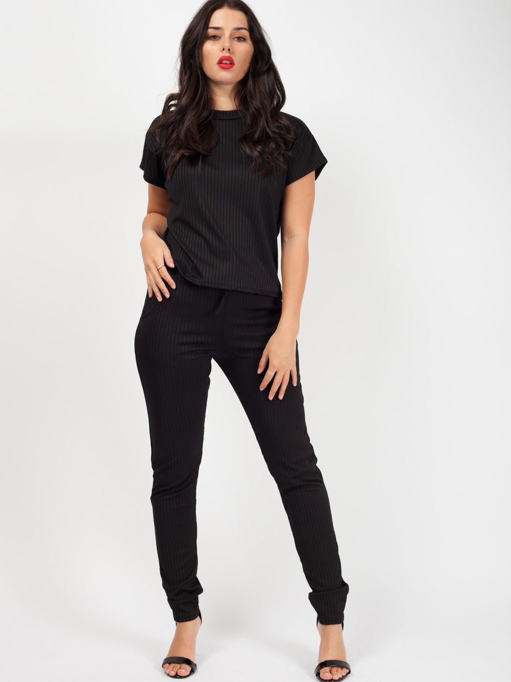 Ribbed Short Sleeve Boxy Loungewear Co-ord