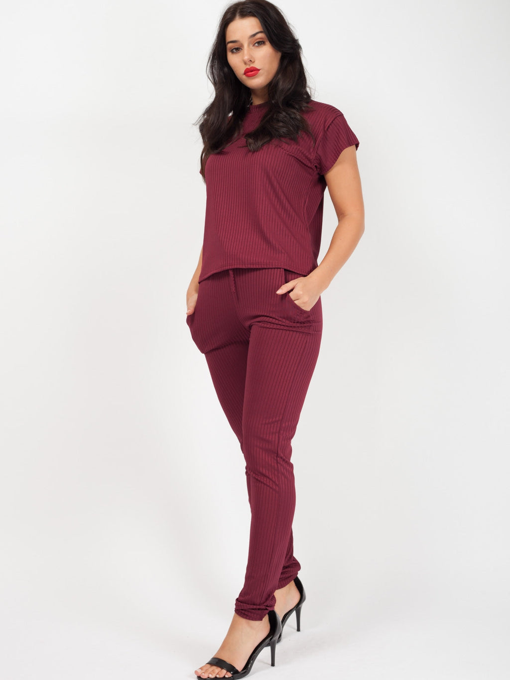 Ribbed Short Sleeve Boxy Loungewear Co-ord