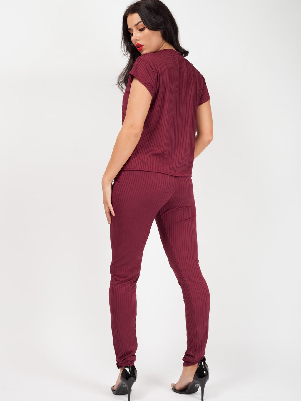 Ribbed Short Sleeve Boxy Loungewear Co-ord