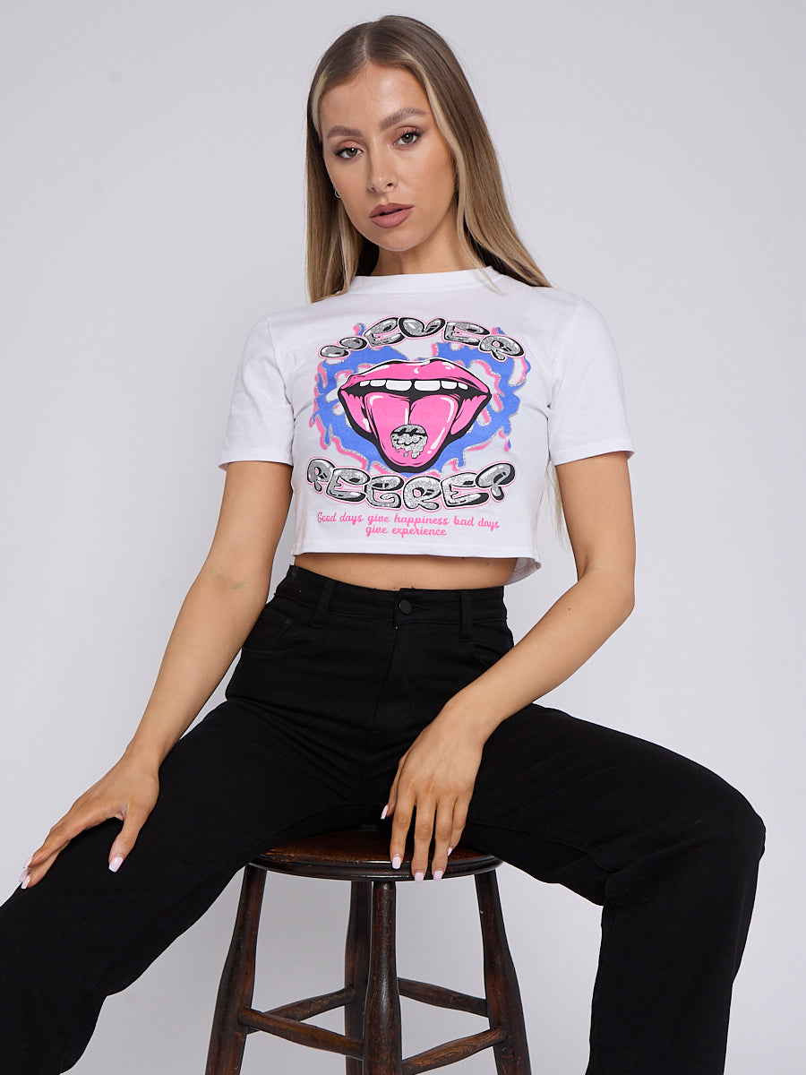 Never Regret Graphic Printed Crop Top