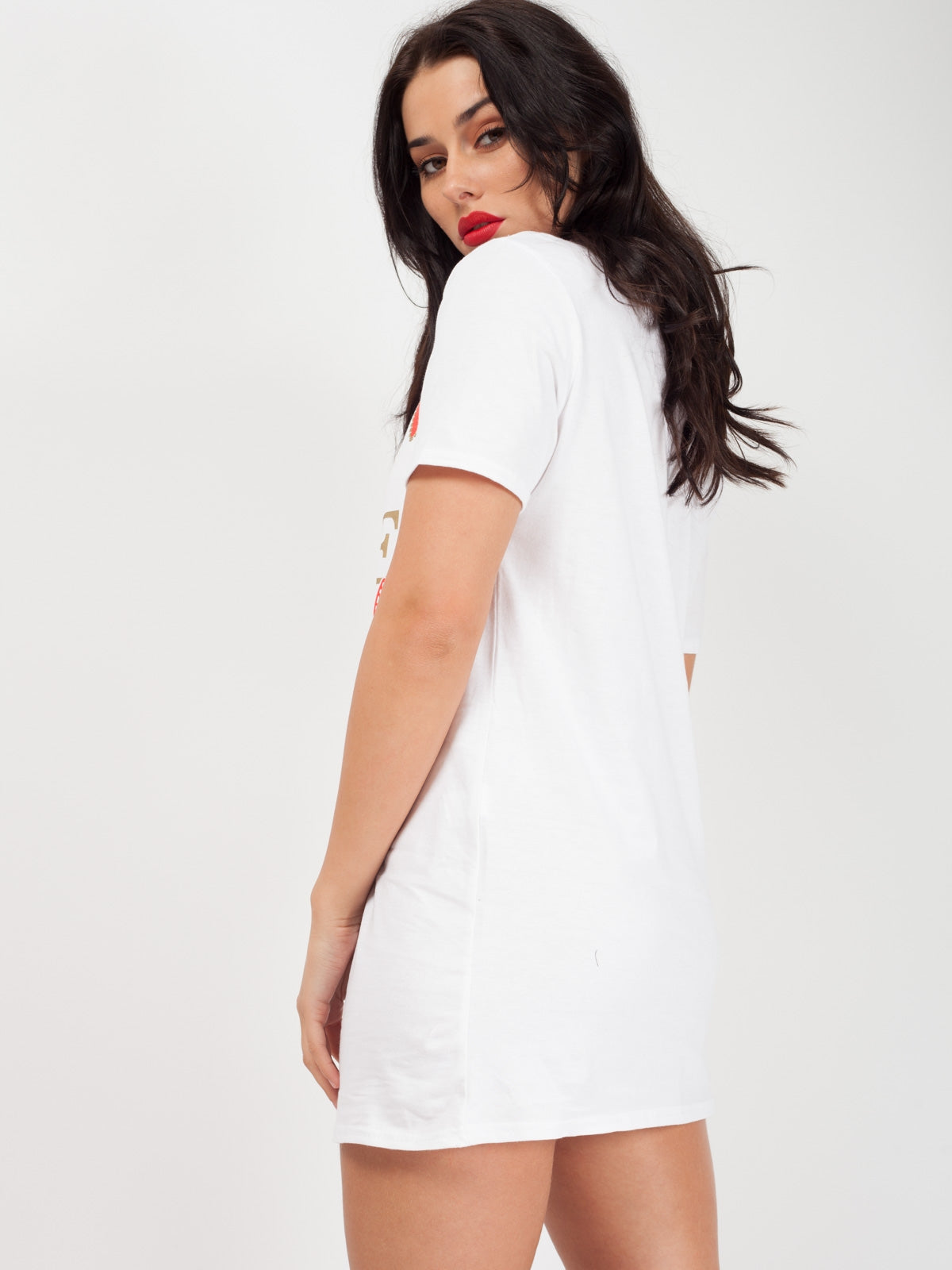 Striped LUXE Slogan Printed T-Shirt