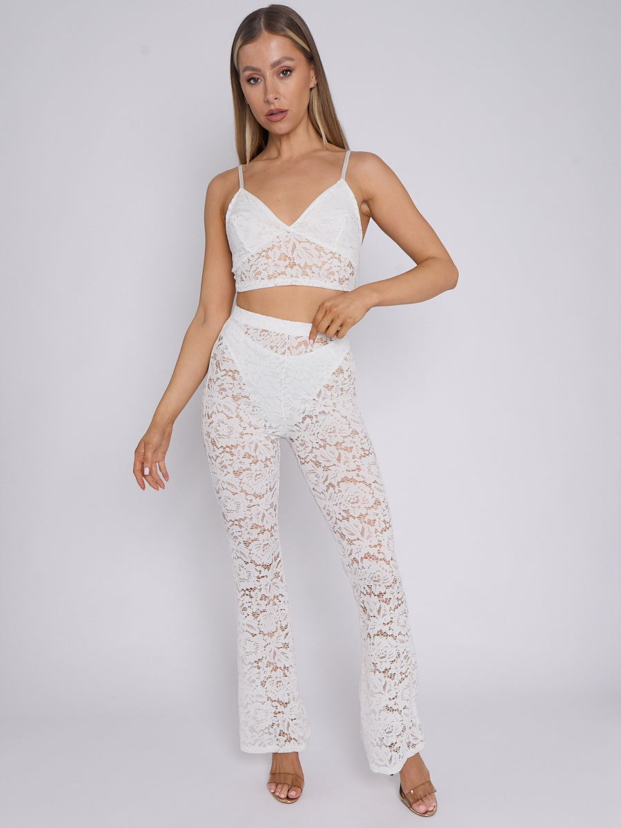 Lace Detail Bralet & Flare Trouser Co-ord