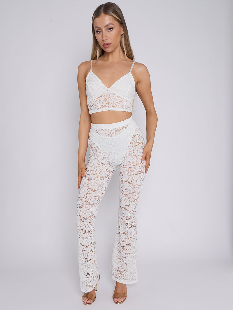 Lace Detail Bralet & Flare Trouser Co-ord