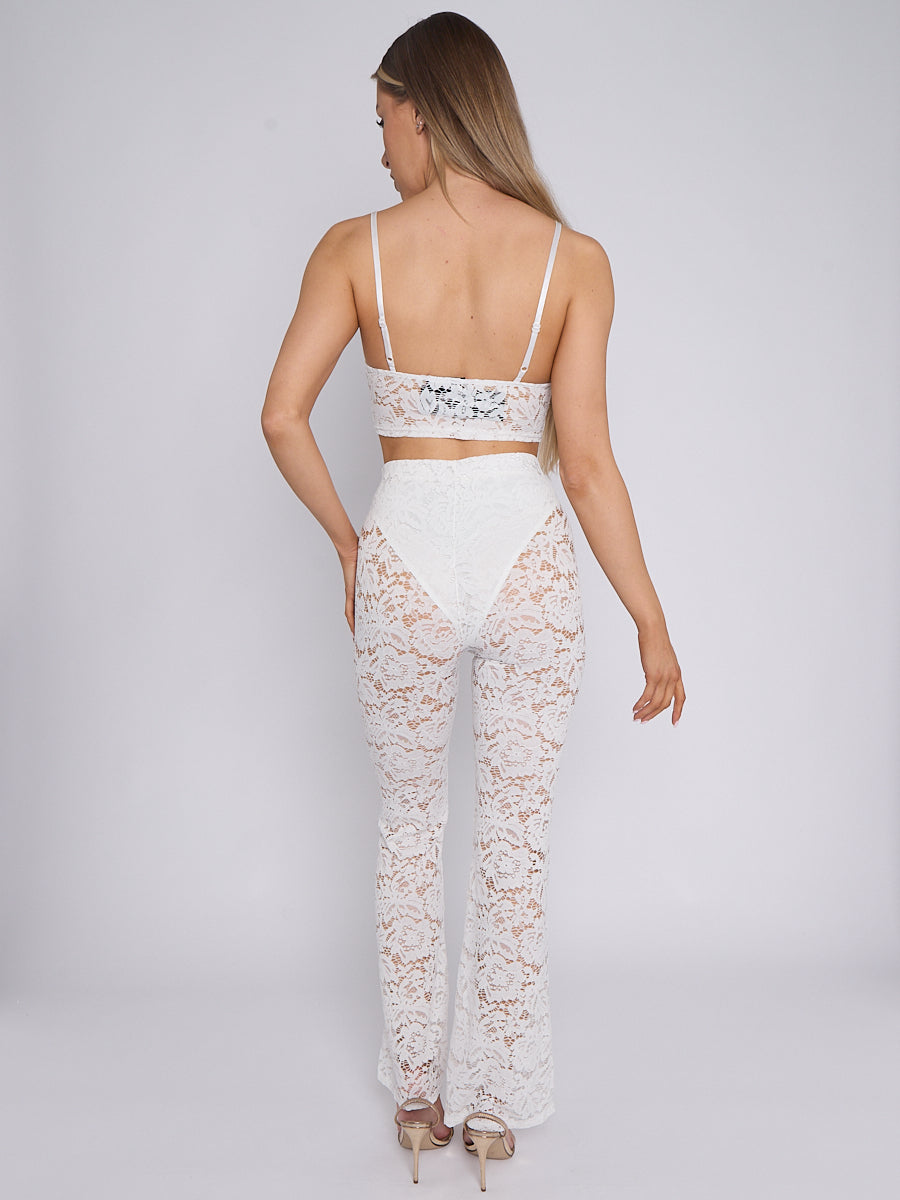 Lace Detail Bralet & Flare Trouser Co-ord