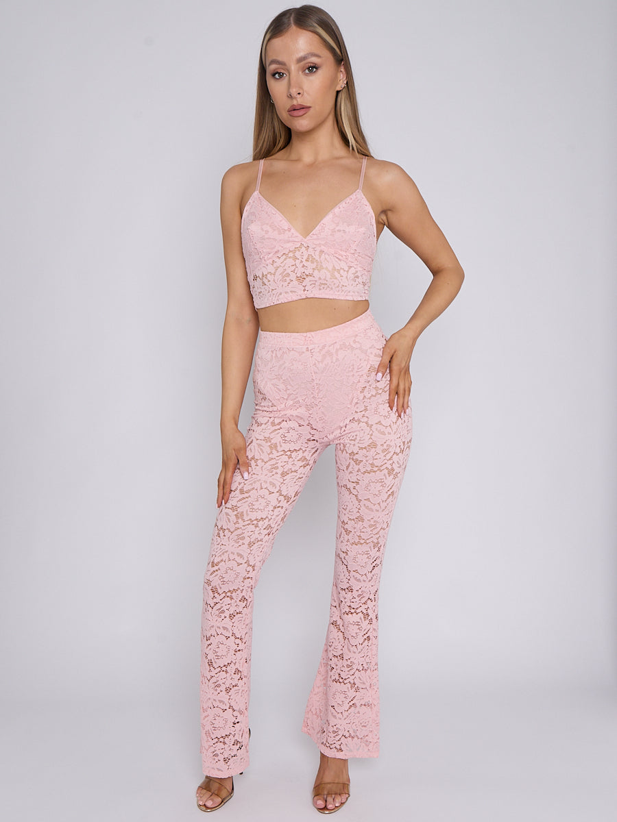 Lace Detail Bralet & Flare Trouser Co-ord