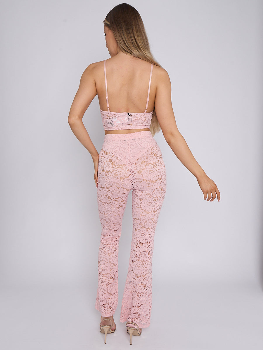 Lace Detail Bralet & Flare Trouser Co-ord