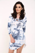 Lace Up Eyelet Tie Dye Dress