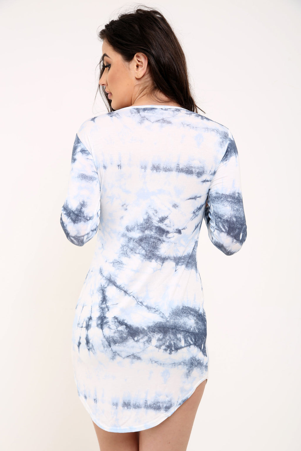 Lace Up Eyelet Tie Dye Dress