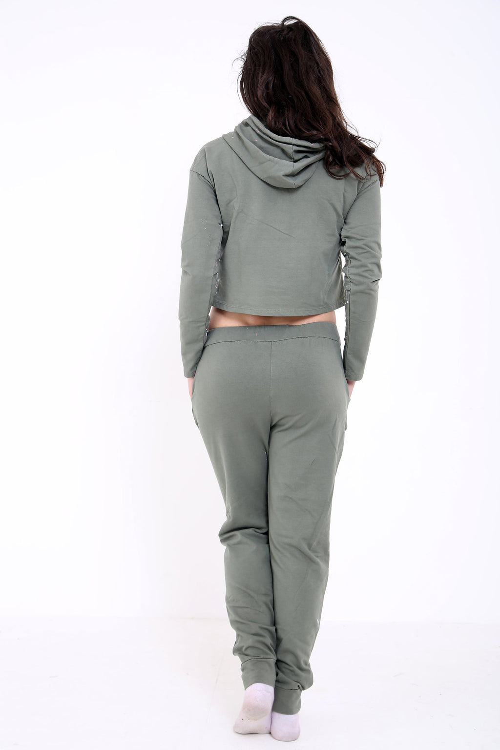 Paint Splash Distressed Hooded Top And Bottom Loungewear