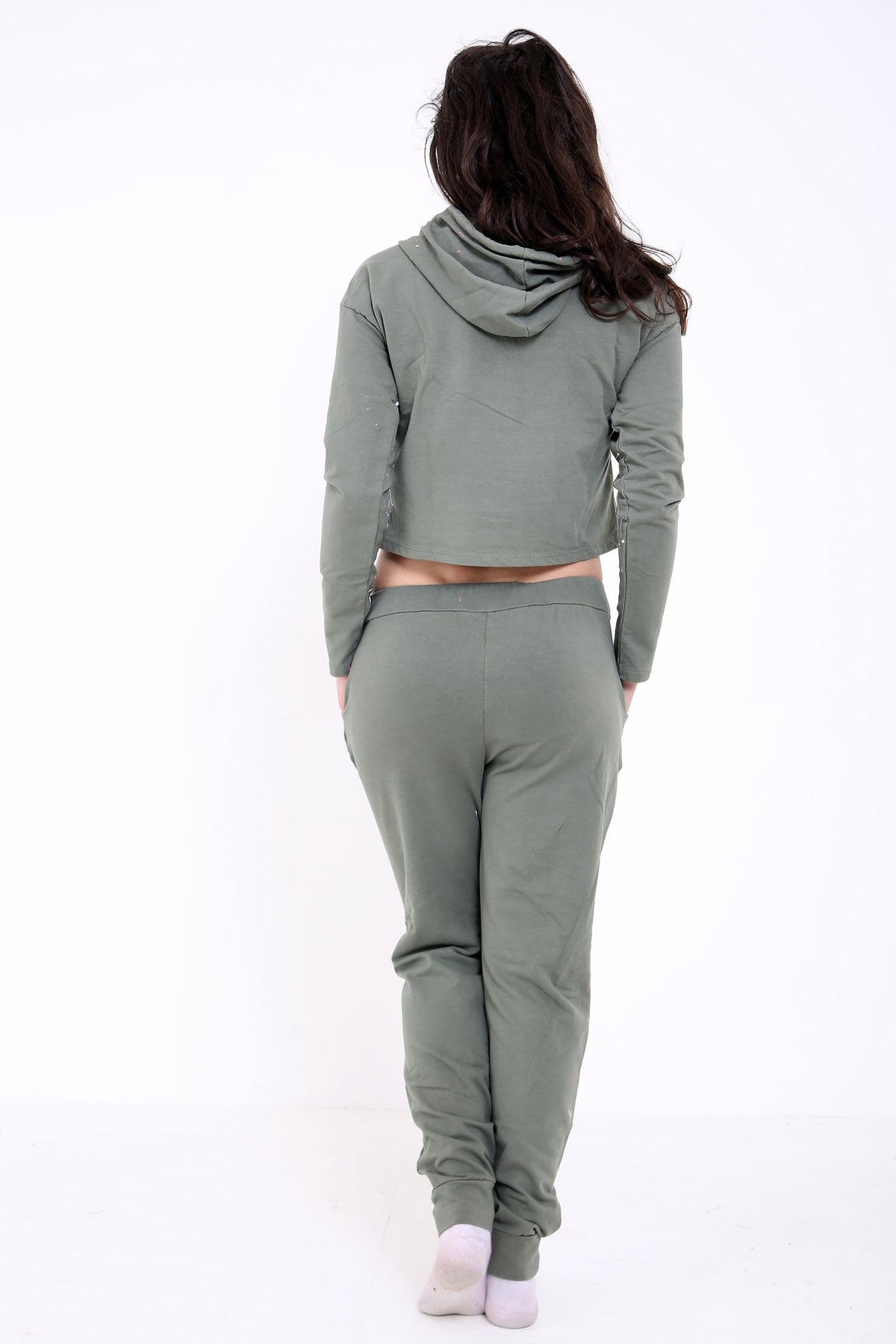 Paint Splash Distressed Hooded Top And Bottom Loungewear