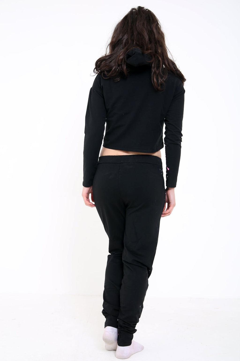 Paint Splash Distressed Hooded Top And Bottom Loungewear