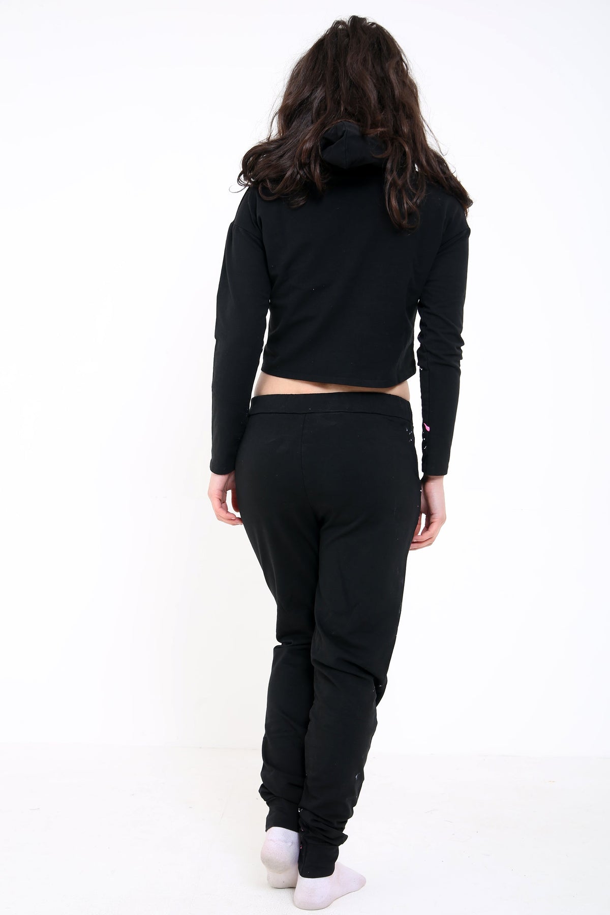 Paint Splash Distressed Hooded Top And Bottom Loungewear