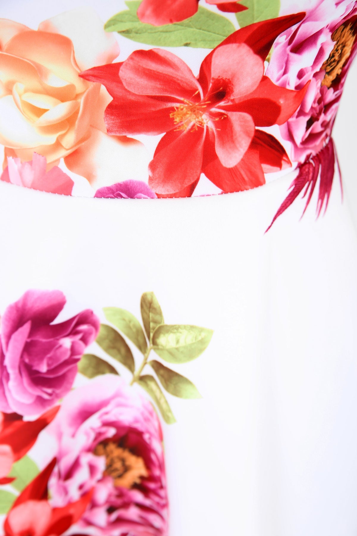 Tropical Floral Mesh Insert Bardot Skater Dress