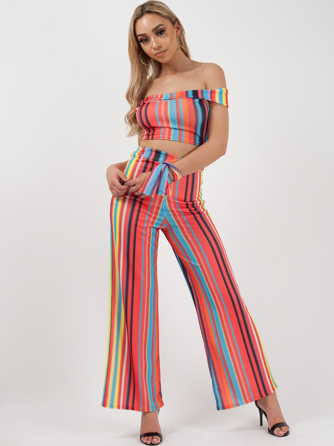 Multi Coloured Crop Top & Trouser Co-ord