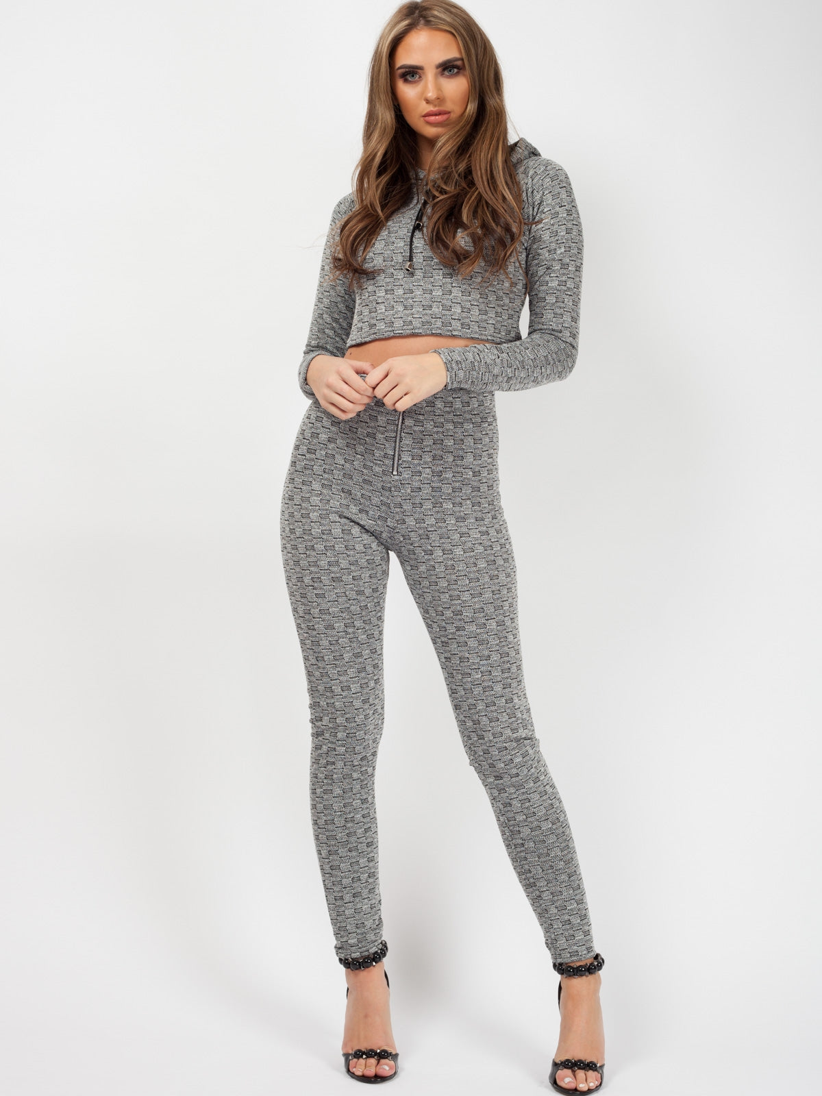 Olivia & Kady Woven Knit Crop Top & Trouser Co-ord