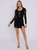 Lace Up Frill Detail Bodycon Dress
