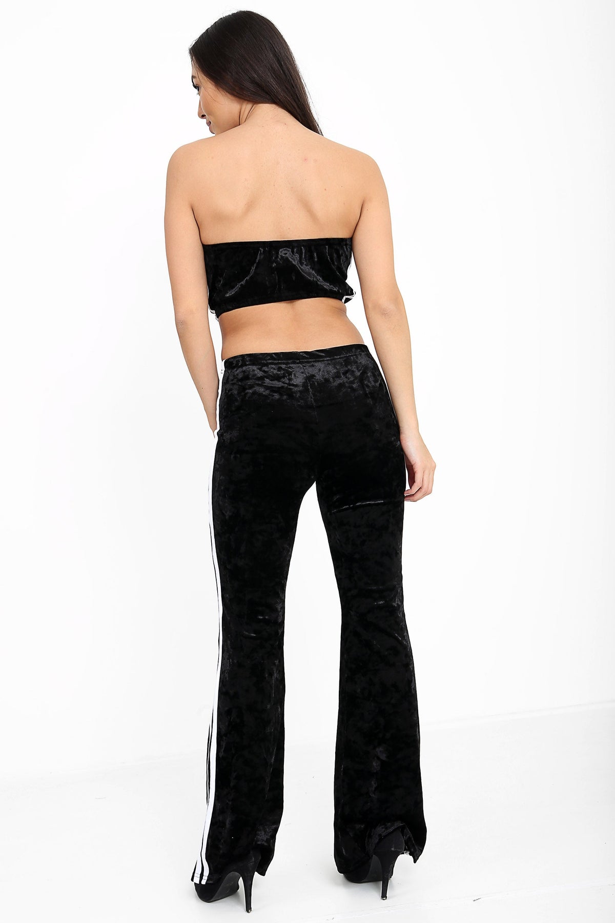 Side Stripe Crushed Velvet Lounge Set