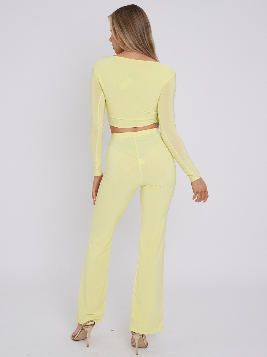 Slinky Draped Cowl Neck Crop Top & Trouser Co-ord