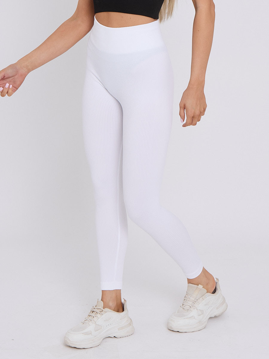 New Stretchy High Waisted Ribbed Leggings