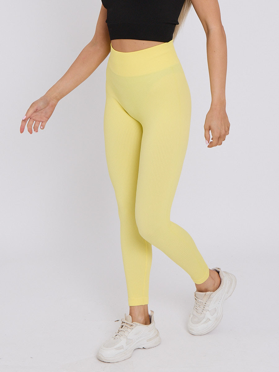 New Stretchy High Waisted Ribbed Leggings