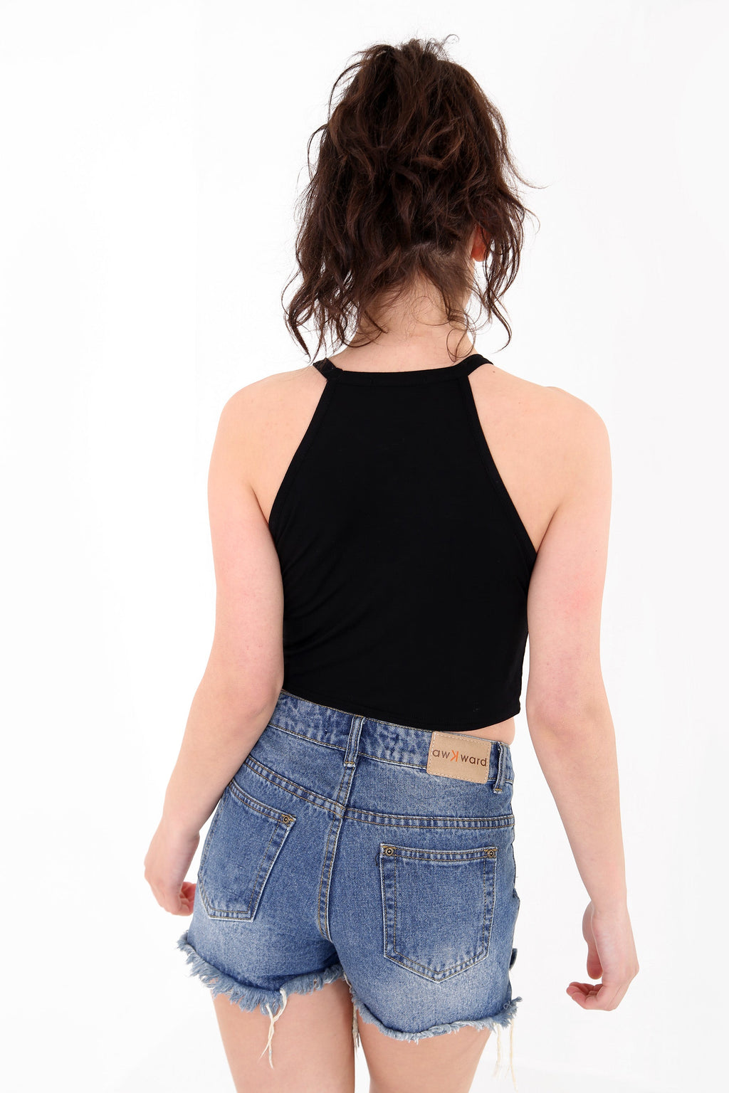 Ring Detail Heart Print Crop Top