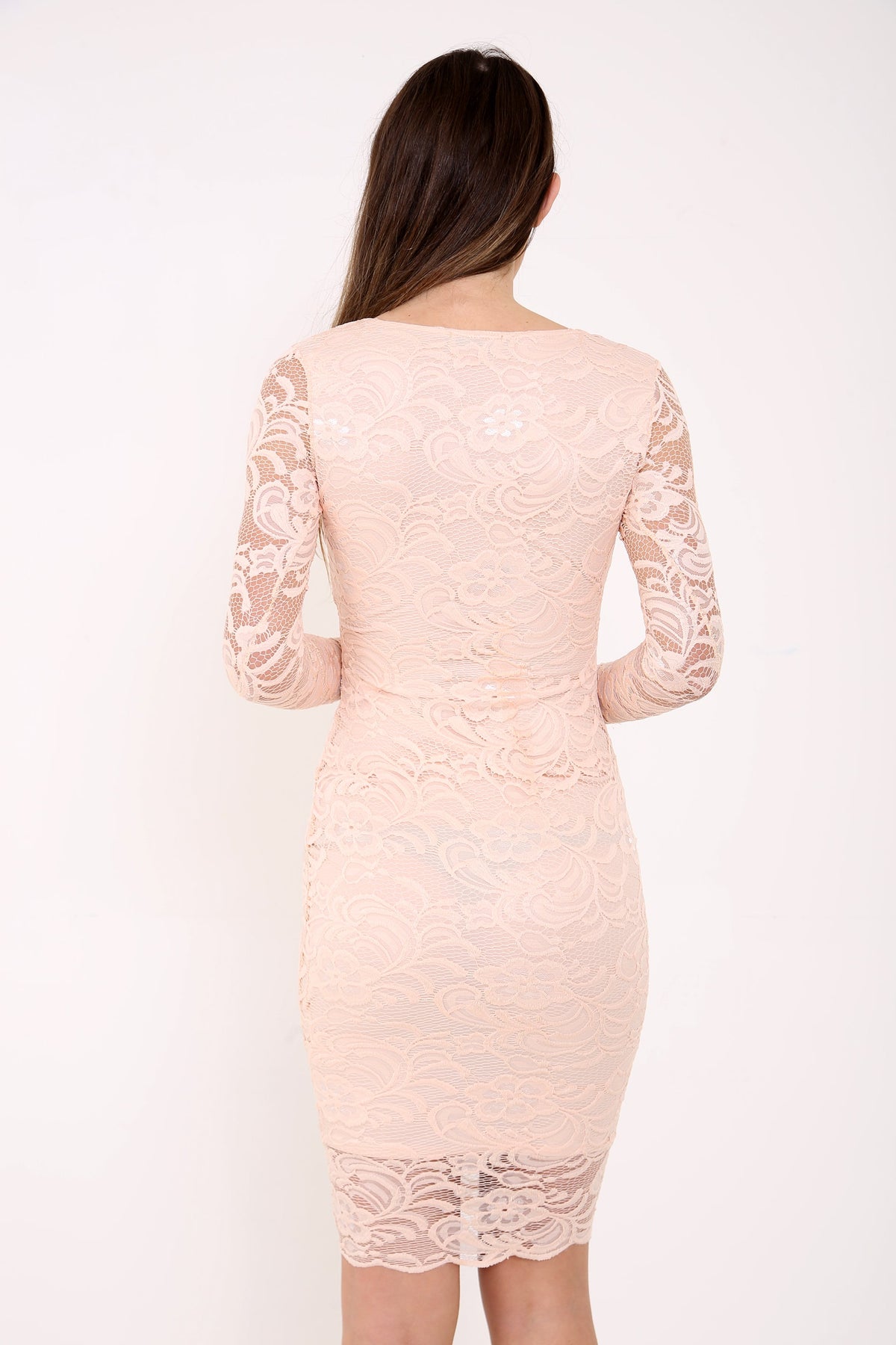 Cross Front Floral Lace Midi Dress