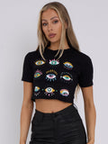 Eye Graphic Printed Crop Top