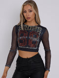 Bronx Graphic Fishnet Crop Top