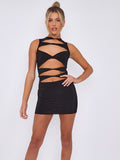 Slinky Cut Away Twist Front Bodycon Dress