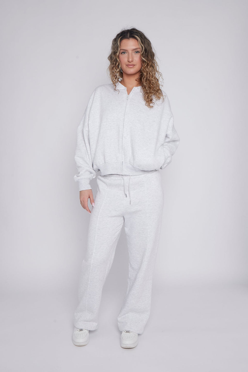 Oversized Bomber Style Fleece Zipper Co-ord