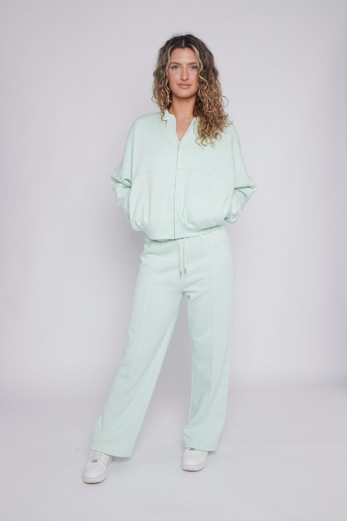 Oversized Bomber Style Fleece Zipper Co-ord