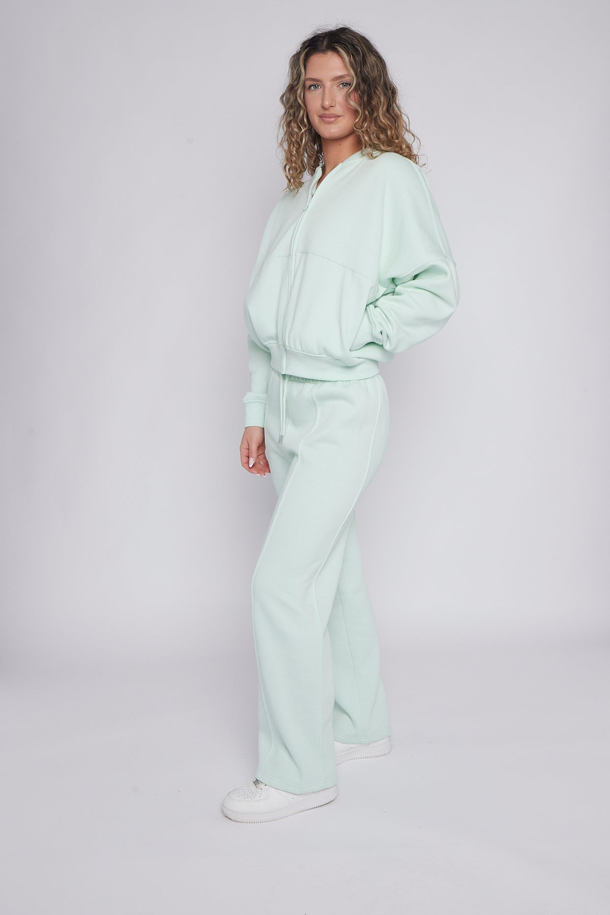 Oversized Bomber Style Fleece Zipper Co-ord