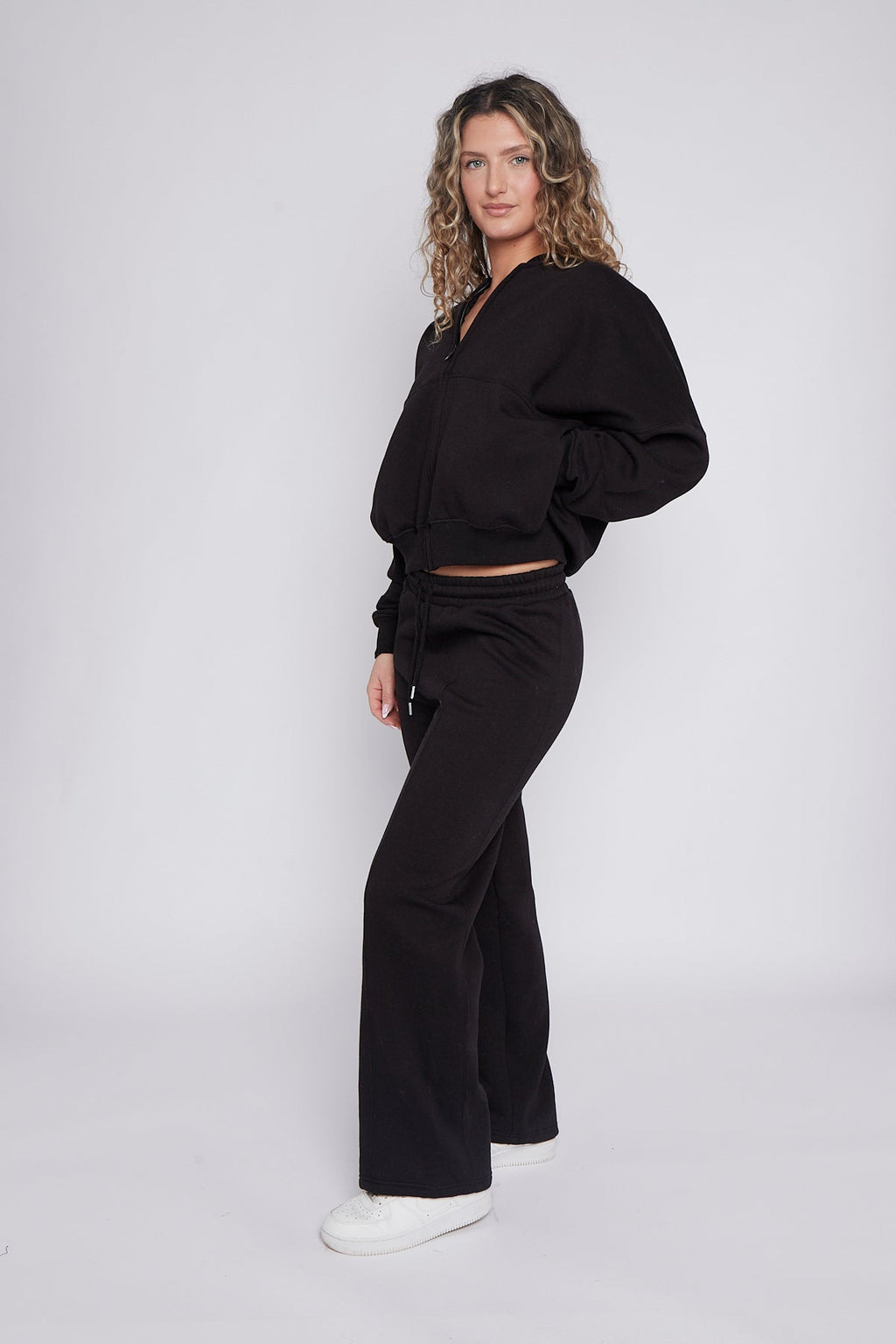 Oversized Bomber Style Fleece Zipper Co-ord