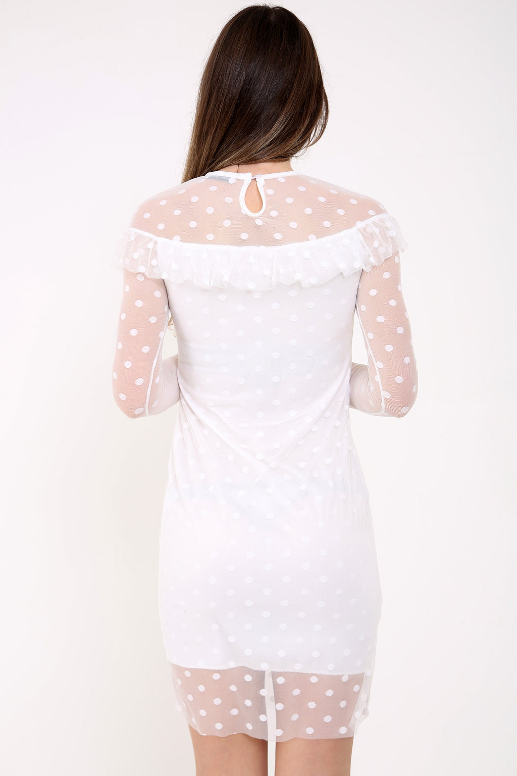 Polka Dot Mesh Frill Dress