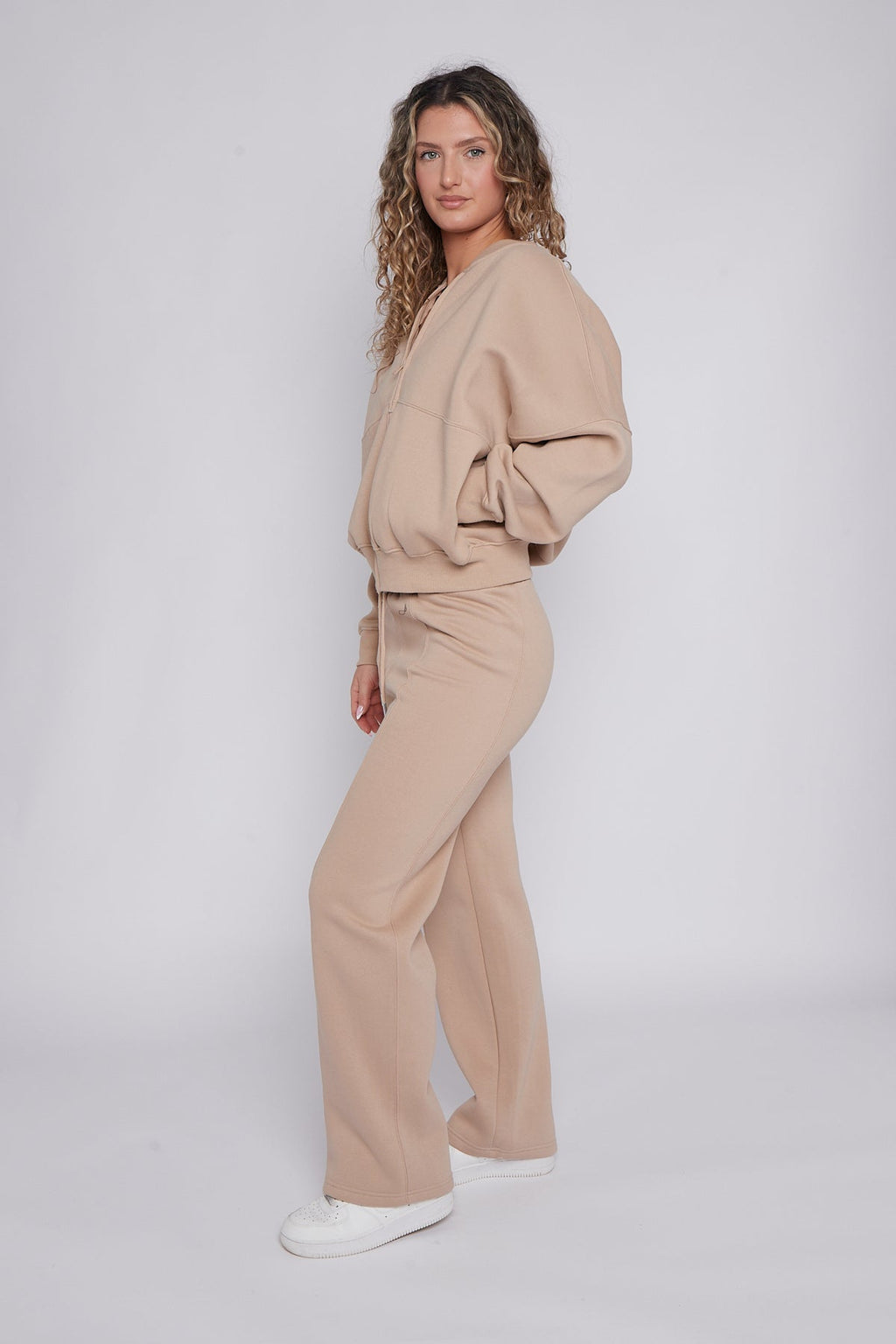 Oversized Bomber Style Fleece Zipper Co-ord