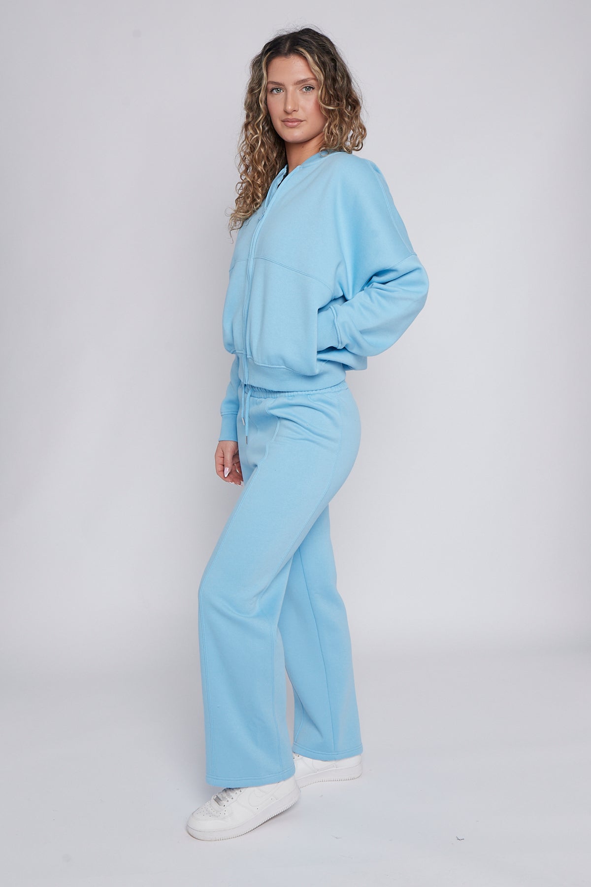 Oversized Bomber Style Fleece Zipper Co-ord