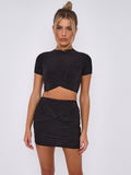 Slinky Ruched Crop Top & Twisted Skirt Co-ord